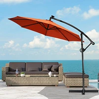 360° Rotation Solar Powered Led Patio Offset Umbrella without Weight Base