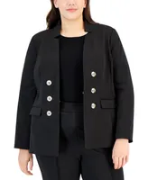 Tahari Asl Plus Ponte Faux-Double-Breasted Blazer