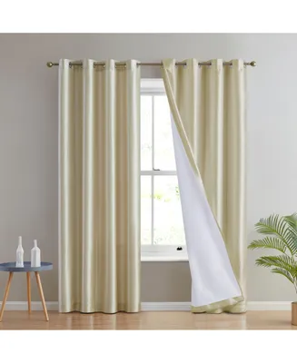 Hlc.me Jefferson Faux Silk Semi Sheer Light Filtering Microfiber Lined Grommet Lightweight Window Curtains Drapery for Bedroom