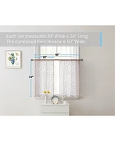 Hlc.me Audrey Embroidered Sheer Voile Window Curtain Short Rod Pocket Tiers for Kitchen, Bedroom