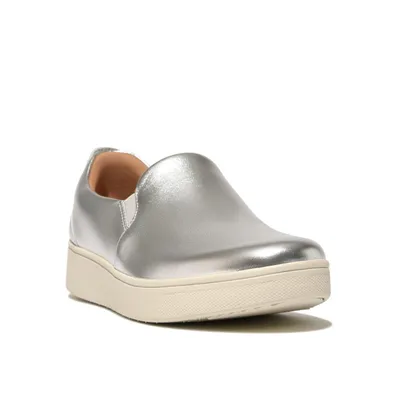 FitFlop Women's Rally Metallic-Leather Slip-On Skate Trainers