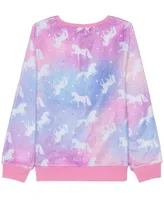 Evy of California Big Girls Tween Space Unicorn Long Sleeve Plush Pullover Sweater