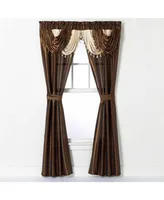 Kate Aurora Satin Semi Sheer Complete 5 Piece Window in a Bag Attached Curtain Set