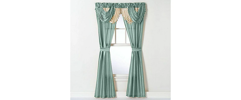 Kate Aurora Satin Semi Sheer Complete 5 Piece Window a Bag Attached Curtain Set