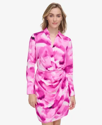 Calvin Klein Women's Printed Faux Wrap Dress