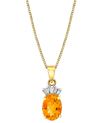 Citrine (1-1/4 ct. t.w.) & Diamond Accent Oval 18" Pendant Necklace in 14k Gold