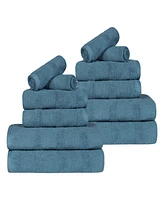 Superior Roma Ribbed Turkish Cotton Quick-Dry Solid Assorted Highly Absorbent Towel Piece Set