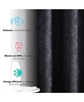 Hlc.me Redmont Lattice Pattern Thick Soft Thermal Insulated Energy Efficient Room Darkening Privacy Blackout Grommet Curtain Panels for Living Room