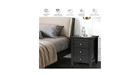 2 Pieces Nightstand End Beside Table with 3 Drawers