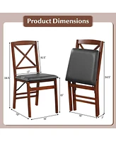 2 Pack Folding Dining Chairs Foldable Chairs with Pvc Padded Seat & High Backrest