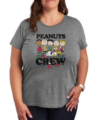 Air Waves Trendy Plus Size Peanuts Crew Graphic T-shirt