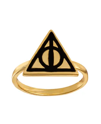 Harry Potter Womens 18K Yellow Gold Plated Deathly Hallows Ring