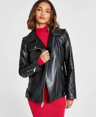 Guess Women's Oversized Faux-Leather Moto Jacket, Created for Macy's