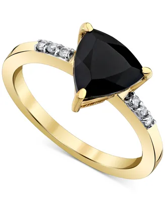 Onyx & Diamond Accent Trillion Ring in 10k Gold