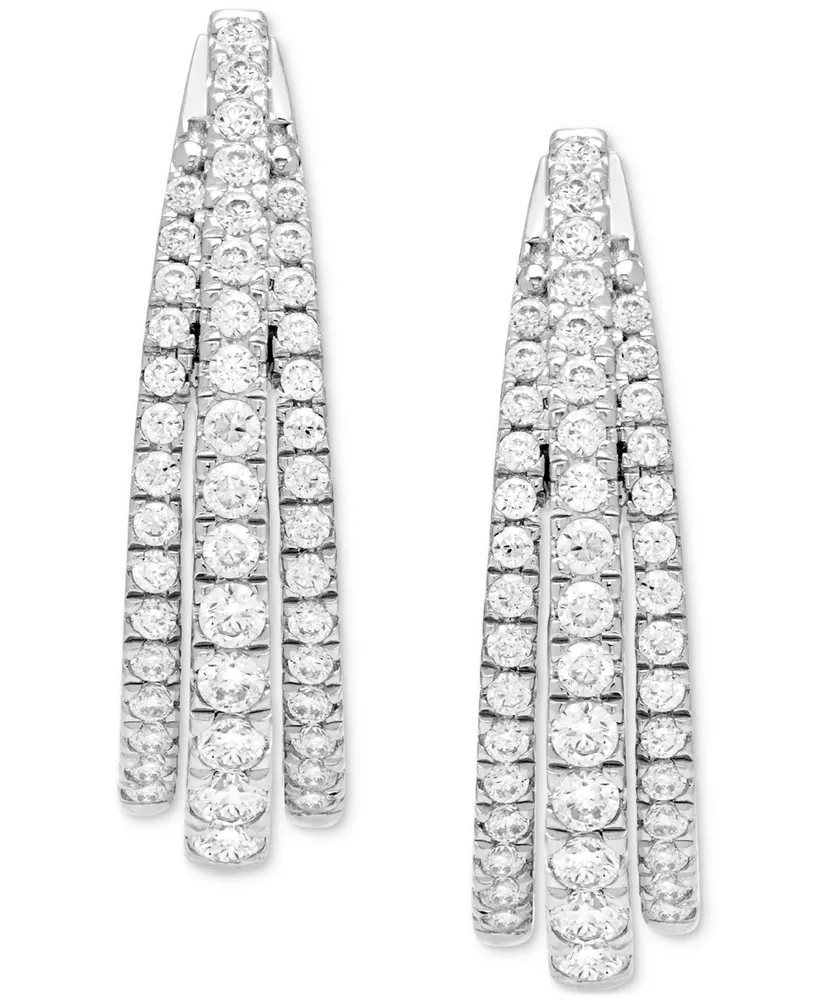 Diamond Triple Row Oval Hoop Earrings (1 ct. t.w.) in 14k White Gold