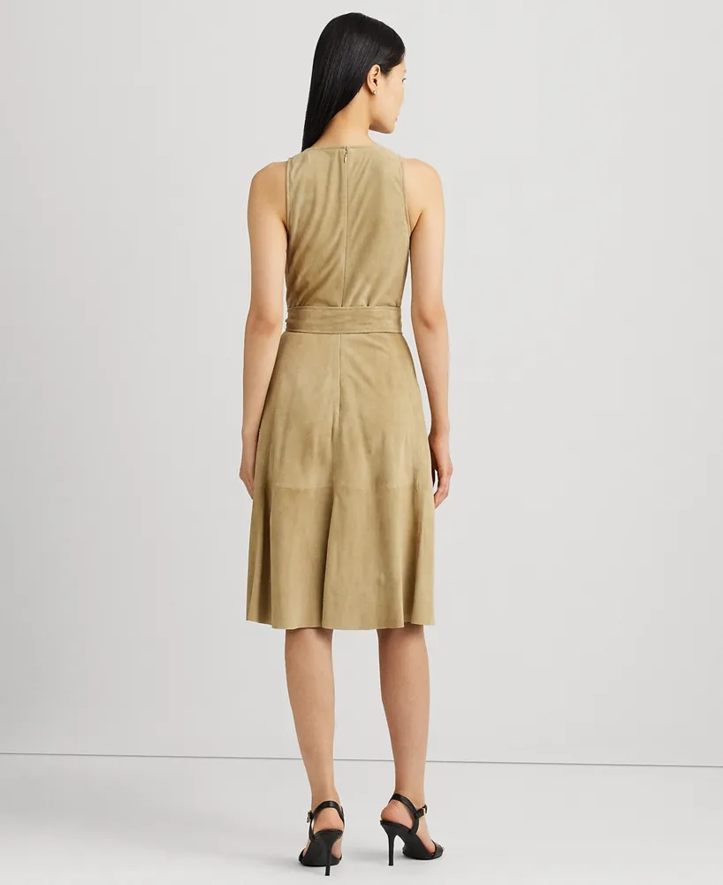 Lauren Ralph Lauren Women's Belted Suede Sleeveless Dress