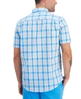 Club Room Men's Mike Regular-Fit Stretch Plaid Button-Down Poplin Shirt, Created for Macy's