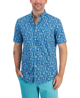 Club Room Men's Mora Regular-Fit Stretch Floral Button-Down Poplin Shirt, Created for Macy's