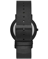 Skagen Men's Signatur Three Hand Black Leather Watch 40mm