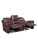 White Label Florentina 82" Leather Match Power with Power Headrests Double Reclining Sofa