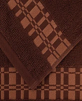 Superior Larissa Geometric Embroidered Jacquard Border Cotton -Pc. Bath Towel Set