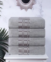 Superior Larissa Geometric Embroidered Jacquard Border Cotton -Pc. Bath Towel Set