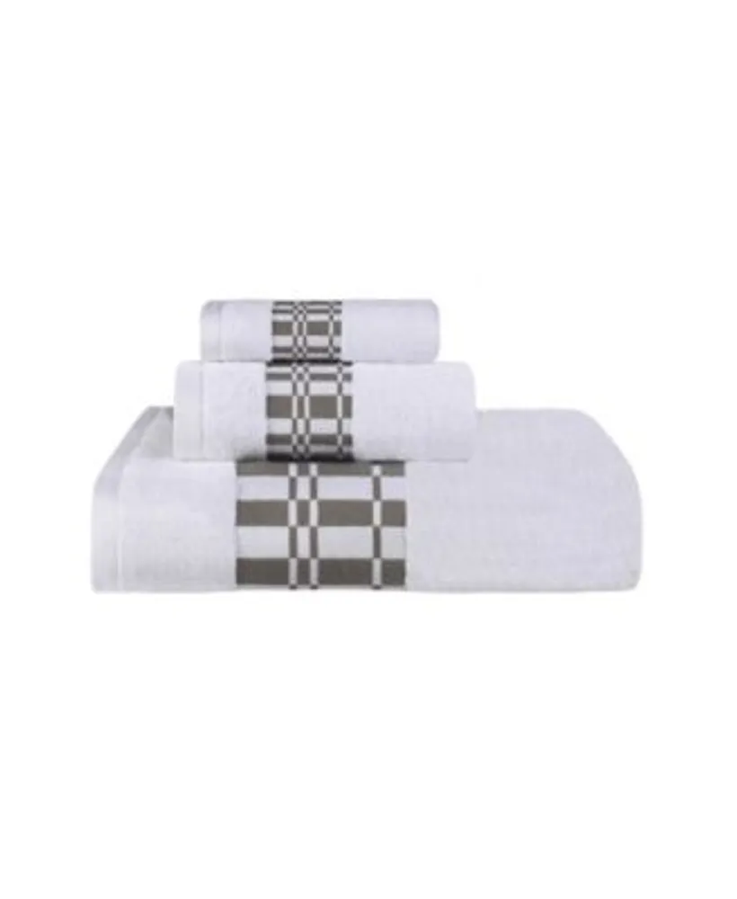 Superior Larissa Cotton Geometric Embroidered Border Assorted Towel Set Collection