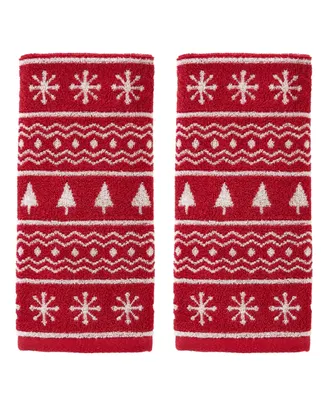 Skl Home Fair Isle Jacquard Cotton 2 Piece Hand Towel Set