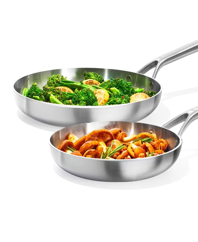 OXO 2pc Mira Tri-Ply Stainless Steel Frypan Set Silver