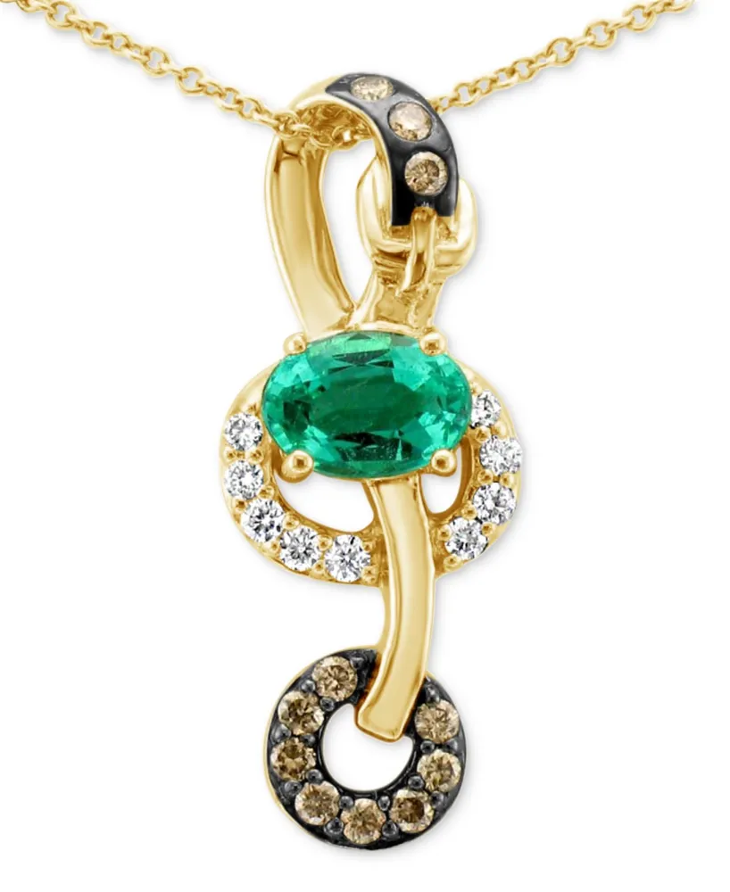 Le Vian Chocolatier Costa Smeralda Emeralds (5/8 ct. t.w.) & Diamond (1/4 ct. t.w.) Looped Abstract Pendant Necklace in 14k Gold