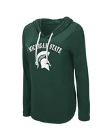 Women's Colosseum Green Michigan State Spartans My Lover Lightweight Hooded Long Sleeve T-shirt