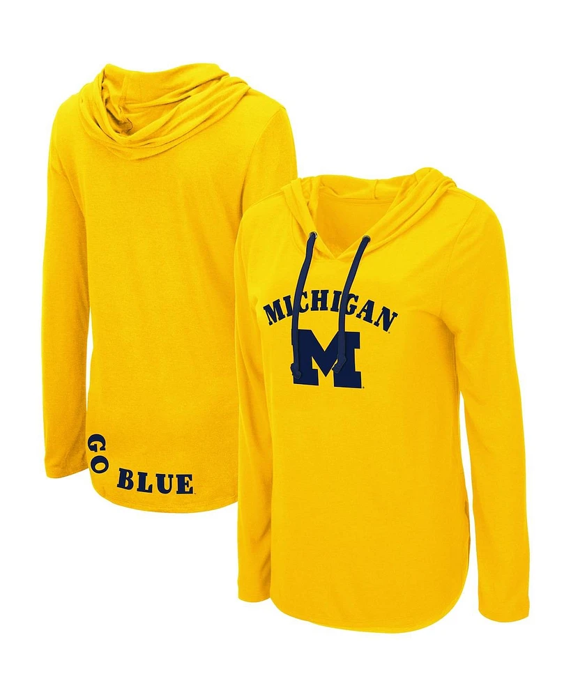 Women's Colosseum Maize Michigan Wolverines My Lover Lightweight Hooded Long Sleeve T-shirt