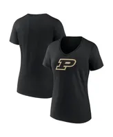 Women's Fanatics Black Purdue Boilermakers Evergreen Logo V-Neck T-shirt