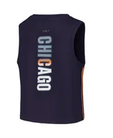 Women's Pro Standard Navy Chicago Bears Ombre Wordmark Classic Cropped Tank Top