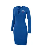 Women's Wear by Erin Andrews Royal Buffalo Bills Lace Up Long Sleeve Dress