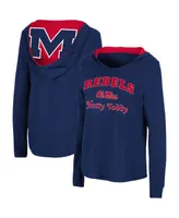 Women's Colosseum Navy Ole Miss Rebels Catalina Hoodie Long Sleeve T-shirt