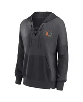 Women's Fanatics Heather Charcoal Miami Hurricanes Campus Lace-Up Pullover Hoodie