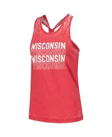 Women's League Collegiate Wear Red Wisconsin Badgers Stacked Name Racerback Tank Top