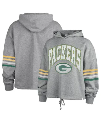 Women's '47 Brand Heather Gray Distressed Green Bay Packers Upland Bennett Pullover Hoodie