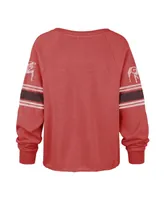 Women's '47 Brand Red Distressed Georgia Bulldogs Allie Modest Raglan Long Sleeve Cropped T-shirt