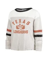 Women's '47 Brand Oatmeal Distressed Texas Longhorns Vault All Class Lena Long Sleeve T-shirt