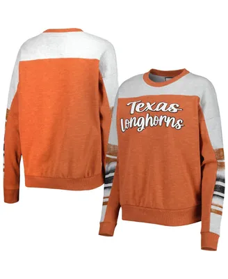 Women's Colosseum Texas Orange, Heather Gray Longhorns Baby Talk Pullover Sweatshirt