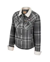 Women's Colosseum x Wrangler Charcoal Georgia Bulldogs Plaid Polar Fleece Button-Up Jacket