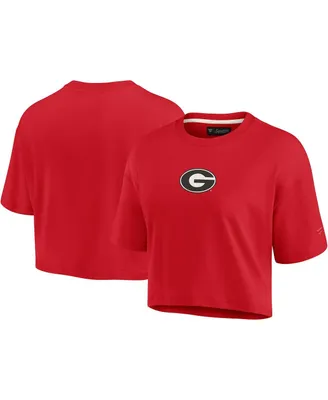 Women's Fanatics Signature Red Georgia Bulldogs Super Soft Boxy Cropped T-shirt