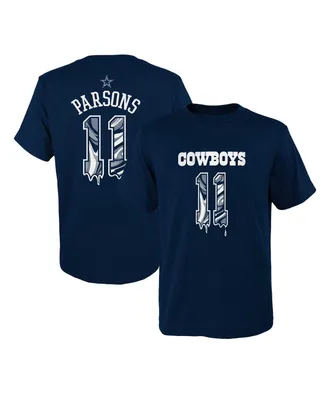 Big Boys Micah Parsons Navy Dallas Cowboys Mainliner Drip Player Name and Number T-shirt