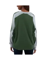 Women's G-iii 4Her by Carl Banks Green, Gray Michigan State Spartans Smash Oversized Long Sleeve T-shirt