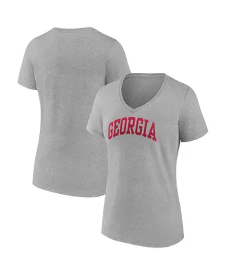 Women's Fanatics Heather Gray Georgia Bulldogs Basic Arch V-Neck T-shirt