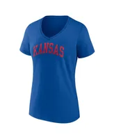 Women's Fanatics Royal Kansas Jayhawks Basic Arch V-Neck T-shirt