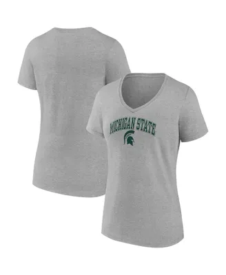 Women's Fanatics Heather Gray Michigan State Spartans Evergreen Campus V-Neck T-shirt