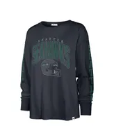 Women's '47 Brand Navy Distressed Seattle Seahawks Tom Cat Long Sleeve T-shirt